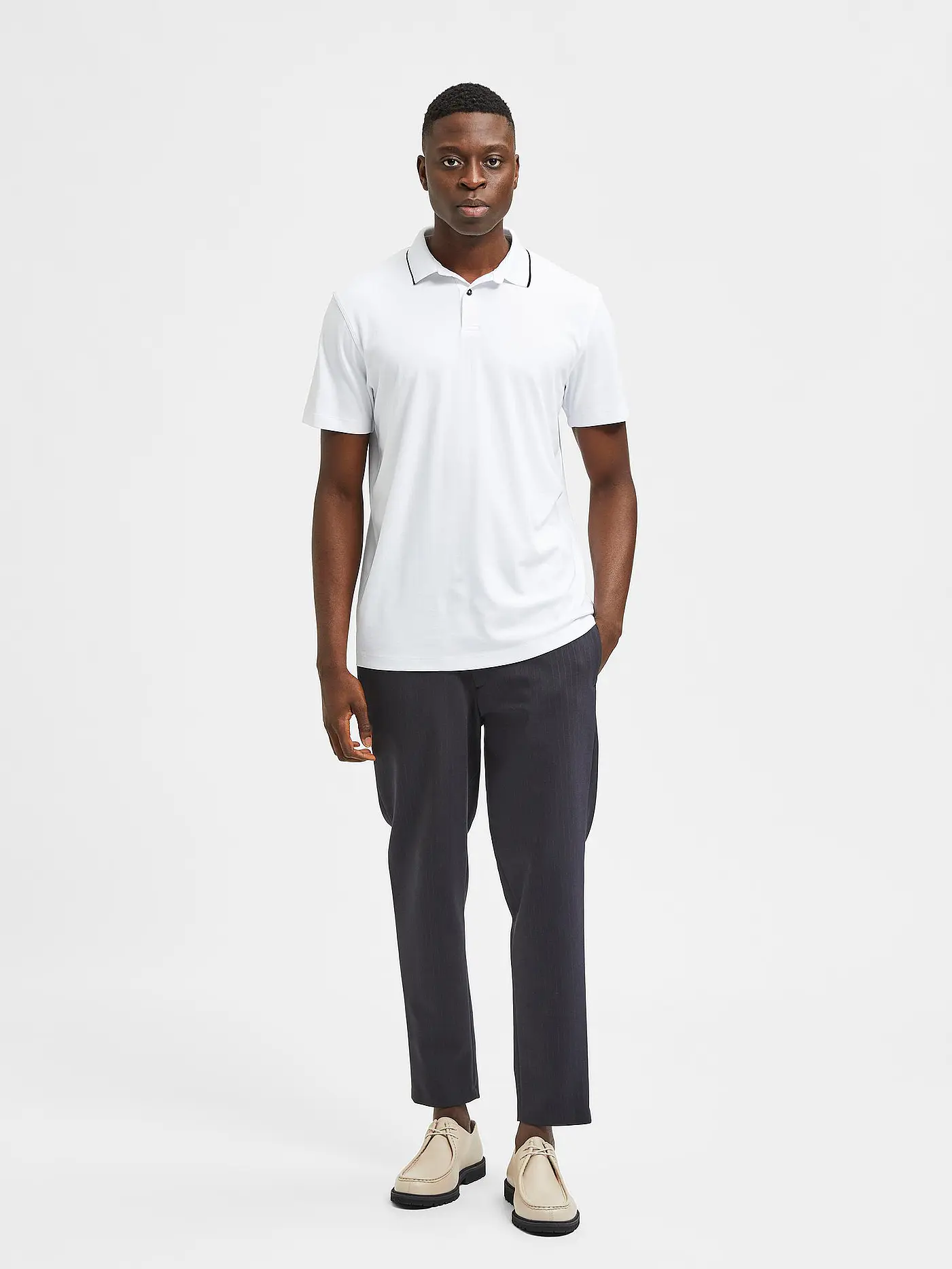 SELECTED | Poloshirt SLHLEROY COOLMAX | weiss